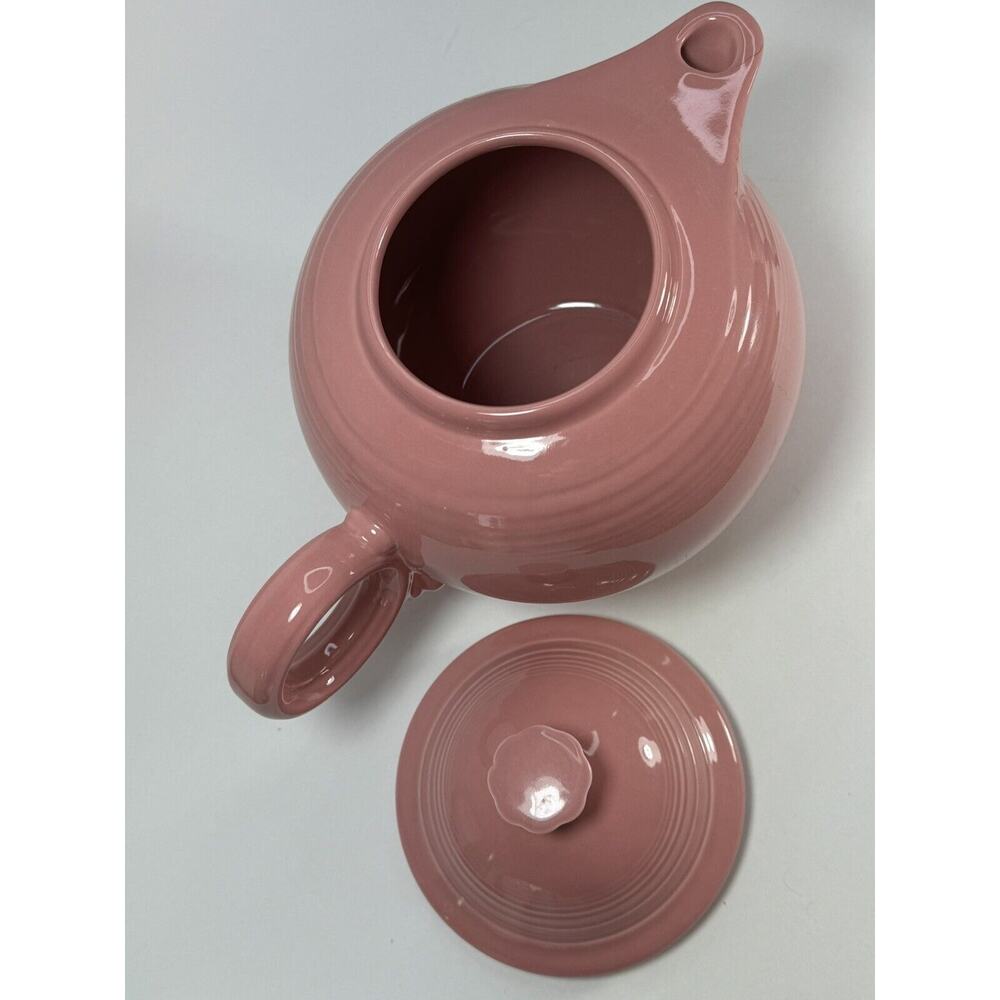 Fiesta Ware Rose Pink Teapot ROUND CIRCLE HANDLE - Picture 6 of 13